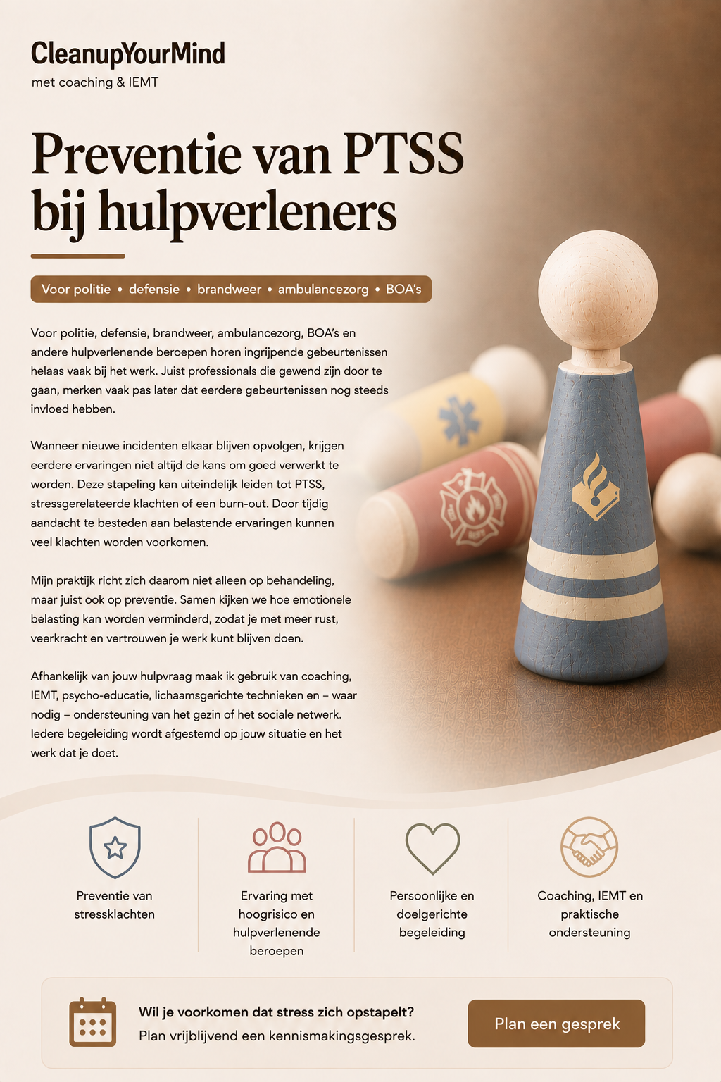 Preventie van PTSS bij politie, defensie, brandweer, ambulancezorg, BOA’s en andere hulpverleners