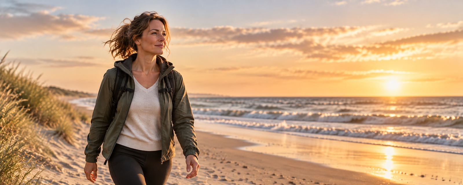 Vrouw aan zee als beeld bij cumulatieve traumatische belasting en mentale gezondheid